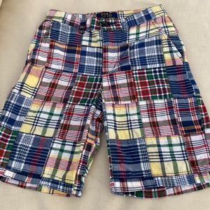 Boys madras plaid Ralph Lauren shorts